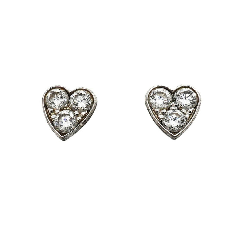 CARTIER 18k Silver Diamond Heart Earrings